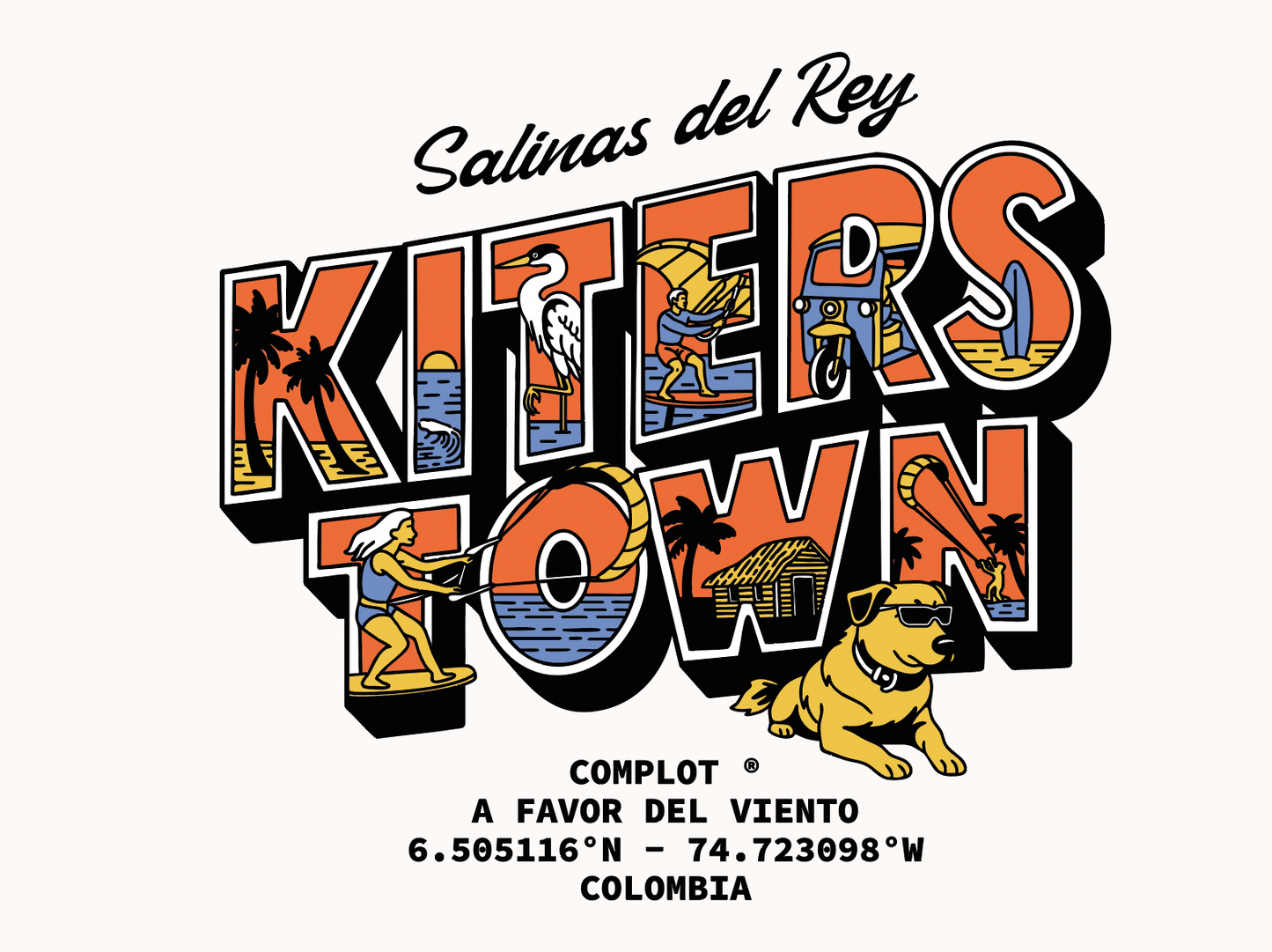 Camiseta Kiters Town Off White 150 grms