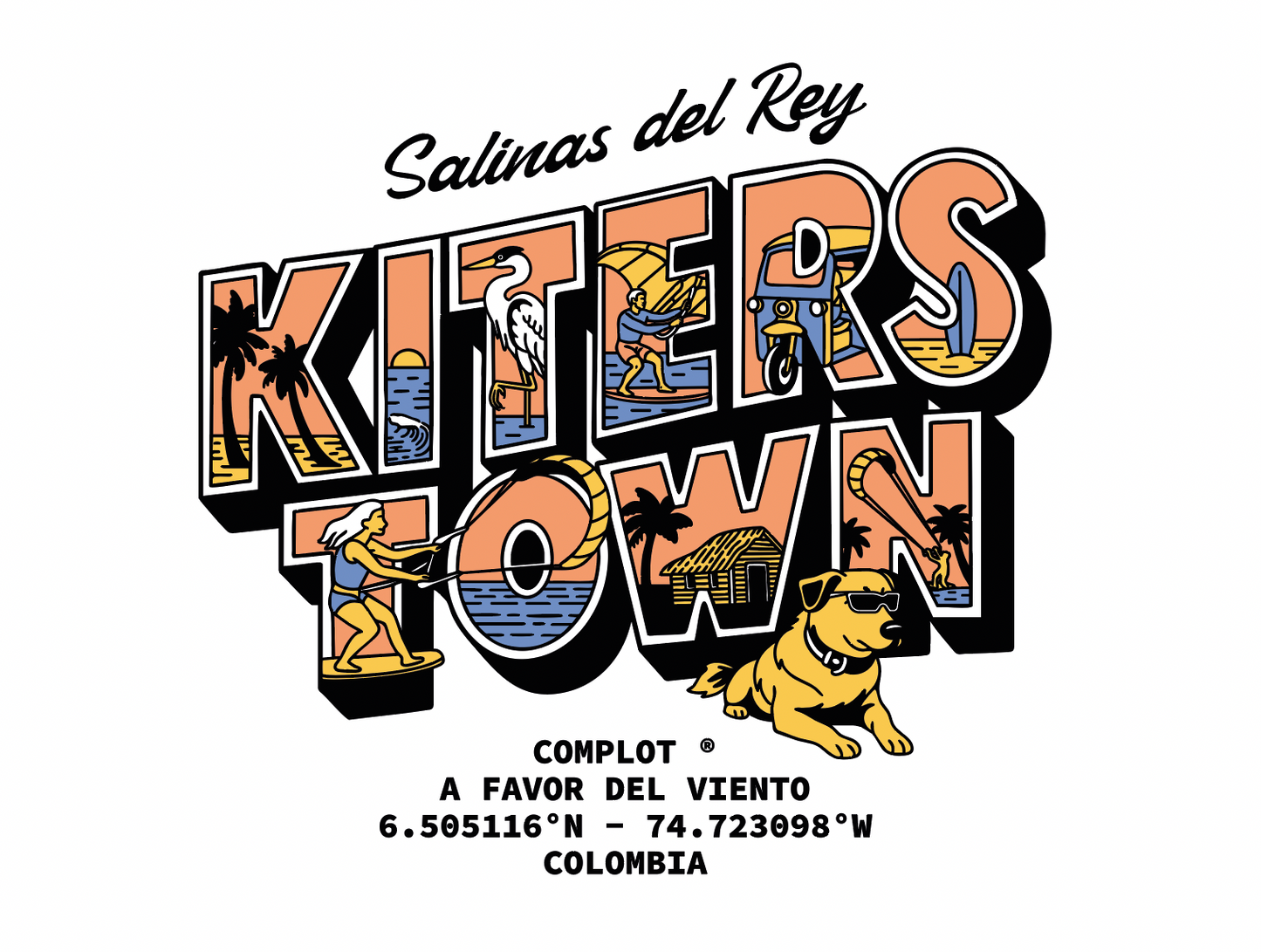 Camiseta Kiters Town Off White 180 grms